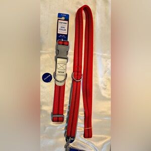 Top Paw Red Reflective Dog Collar and Leash Set (XL)